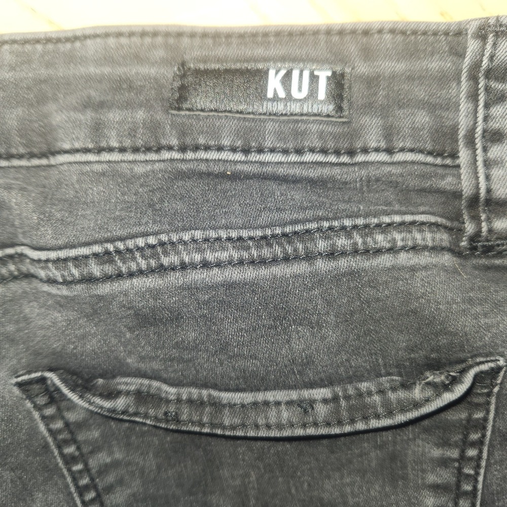 Kut From The Kloth MIA Highrise Skinny Jeans Womens Size 12 Black Tie Dye Patch - Picture 12 of 12